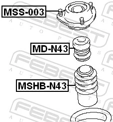 MSS003 Febest Подушка амортизатора переднего