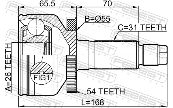 2210CARA54 Febest Наружная граната