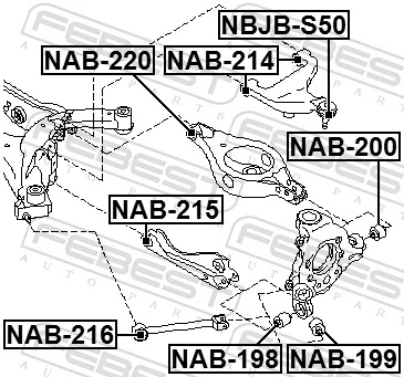 NAB215 Febest Сайлентблок заднего поперечного рычага