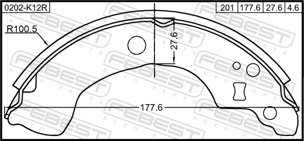 0202N16R Febest Барабанные тормозные колодки