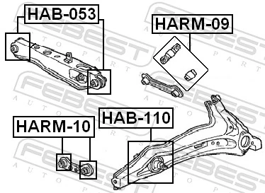 HARM09 Febest Полиуретановый сайлентблок заднего верхнего рычага