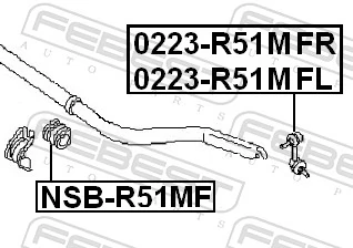 0223R51MFR Febest Тяжка стабилизатора, переднего, правая