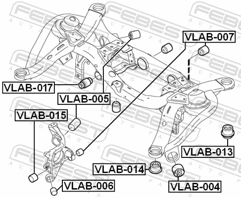 VLAB015 Febest Сайлентблок цапфы