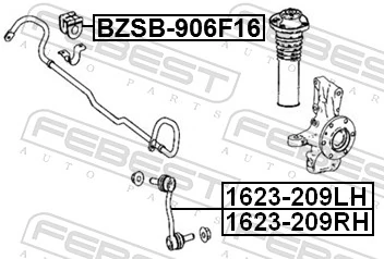 BZSB906F16 Febest Разрезная втулка стабилизатора
