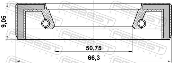 95FAY52660909X Febest Сальник раздаточной коробки, задний, выходной