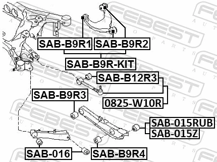 SABB9R4 Febest Сайлентблок заднего поперечного рычага, наружный