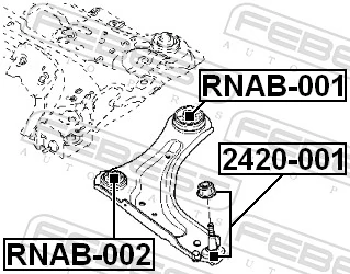 RNAB002 Febest Сайлентблок нижнего переднего рычага