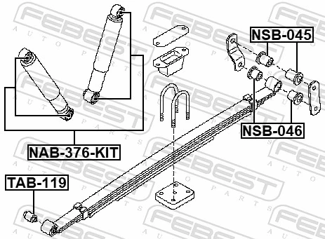 NSB045 Febest Сайлентблок серьги рессоры