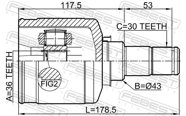 0411CW6LH Febest Граната внутренняя передняя левая