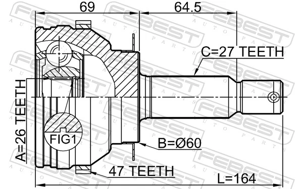 1210SON20A47 Febest Наружная граната