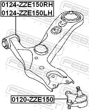 0124ZZE150LH Febest Рычаг передней подвески нижний левый