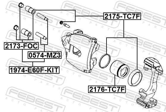 2175TC7F Febest Ремкомплект суппорта тормозного, переднего