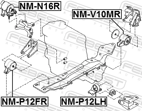 NMP12LH Febest Подушка (опора) двигателя, левая