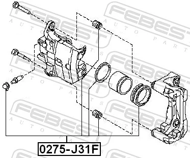 0275J31F Febest Ремкомплект суппорта тормозного, переднего