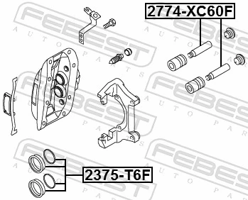 2375T6F Febest Ремкомплект суппорта тормозного, переднего