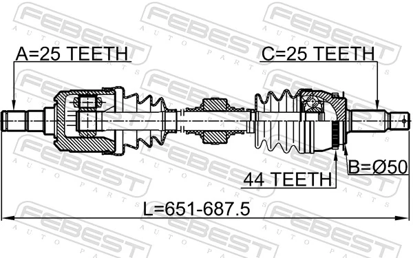 1214CAMTLH Febest Полуось передняя левая