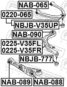 0225V35FR Febest Рычаг передней подвески нижний, правый