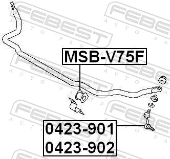 MSBV75F Febest Разрезная втулка стабилизатора