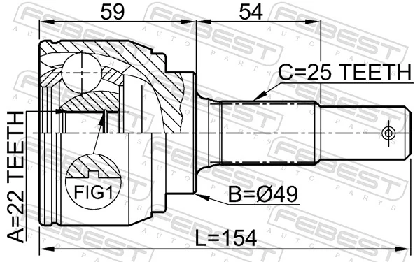 0210C11X Febest Наружная граната