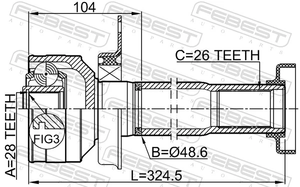 2311T5DRH Febest Граната внутренняя передняя правая