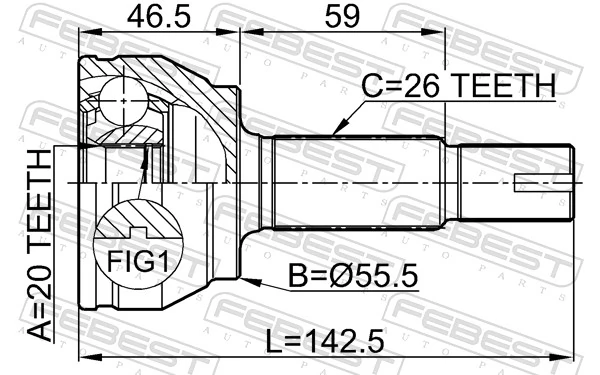 Junta homocinética externa dianteira Toyota Yaris SP90