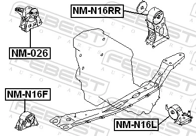 NM026 Febest Подушка передней опоры двигателя