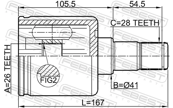 2211CEED Febest ШРУС внутренний, передний