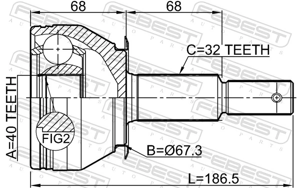 0210TA60R Febest ШРУС внешний задний