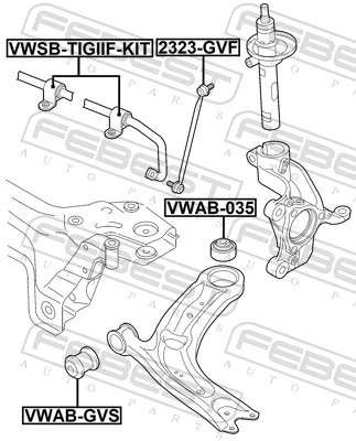 VWSBTIGIIFKIT Febest Разрезная втулка стабилизатора