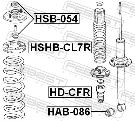HDCFR Febest Буфер амортизатора заднего