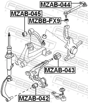 MZAB045 Febest Сайлентблок верхней передней подвески