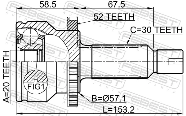1210SFA52R Febest ШРУС внешний задний