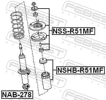 NAB278 Febest Сайлентблок амортизатора переднего