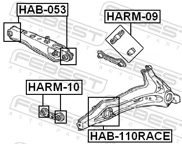 HAB110RACE Febest Сайлентблоки продольных рычагов передней подвески