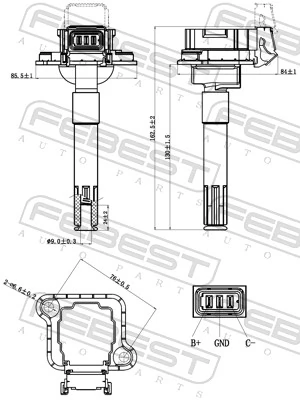 23640008 Febest Катушка зажигания
