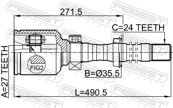 0111ACA31RH Febest Граната внутренняя передняя правая
