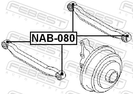 NAB080 Febest Сайлентблок заднего поперечного рычага