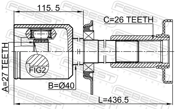 2311T5ATRH Febest Граната внутренняя передняя правая