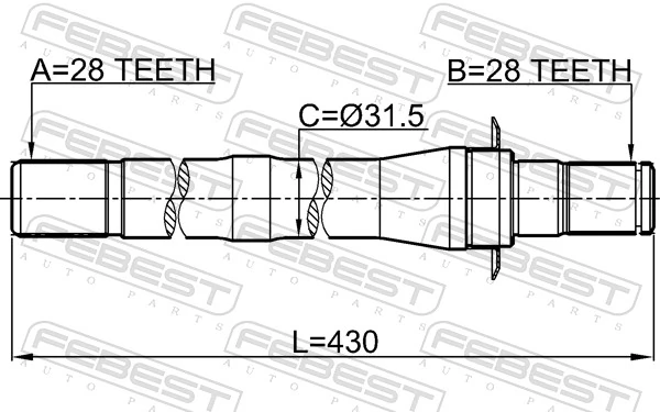 1212CM10AT4WD Febest Приводной вал промежуточный