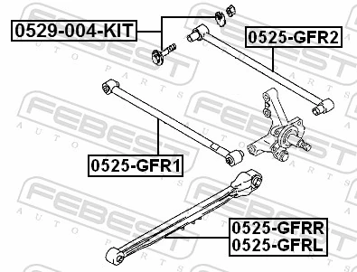 0525GFRL Febest Рычаг (тяга) задней подвески продольный нижний левый