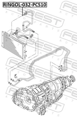 RINGOL032PCS10 Febest Кольцо уплотнительное шланга компрессора, нагнетательного