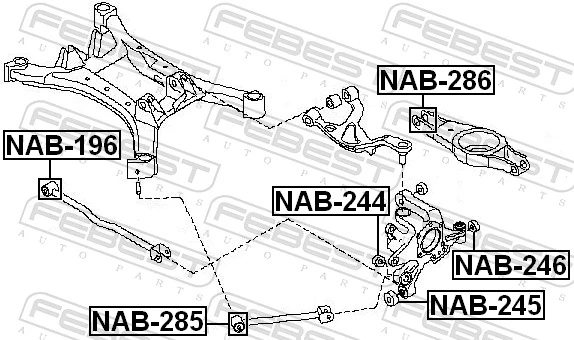 NAB285 Febest Сайлентблок задней поперечной тяги