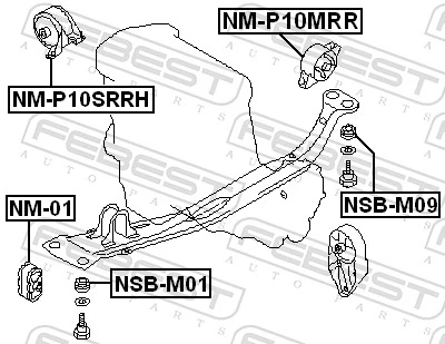 Coxim (suporte) traseiro de motor Nissan Primera P10
