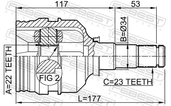 0111AV220 Febest ШРУС внутренний, передний