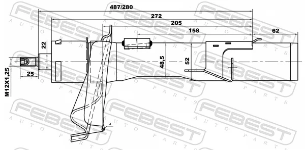 21665159FR Febest Амортизатор передней подвески правый