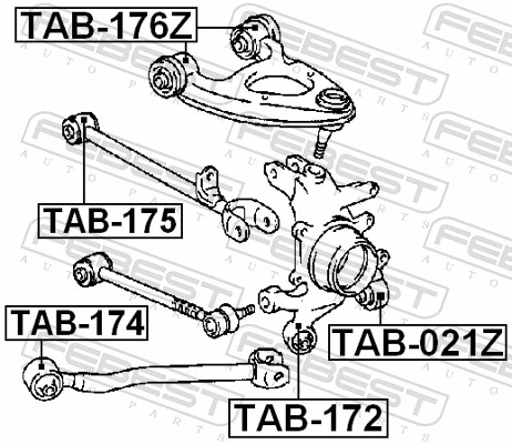TAB176Z Febest Полиуретановый сайлентблок заднего верхнего рычага