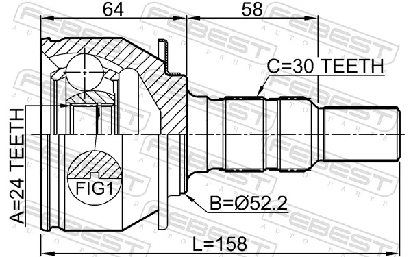 3210SRXLF1 Febest Наружная граната