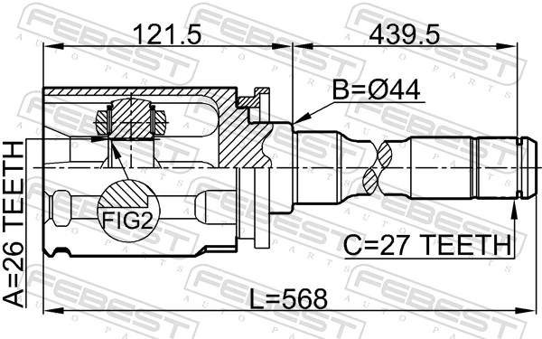 1911E70RH Febest Граната внутренняя передняя правая