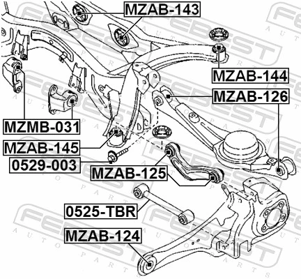 MZAB125 Febest Полиуретановый сайлентблок заднего верхнего рычага