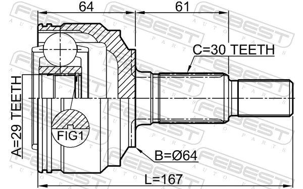 1710Q7R Febest ШРУС внешний задний